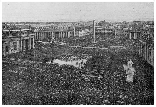 istock Antique black and white photograph: Benediction of Pope Pius IX 1311668335