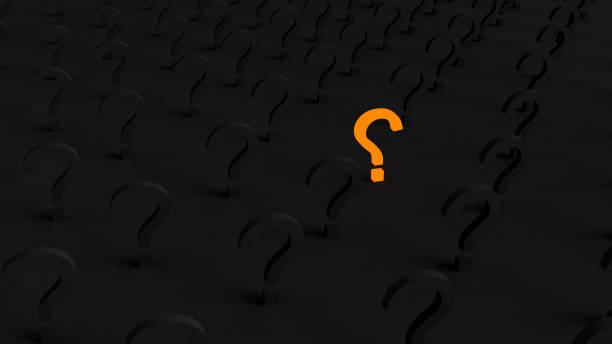 istock Yellow trendy question mark on a background black and grey signs. 3D Rendering 1311673078