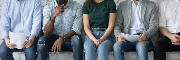 istock Wide banner image of diverse people expecting for job interview 1311675302