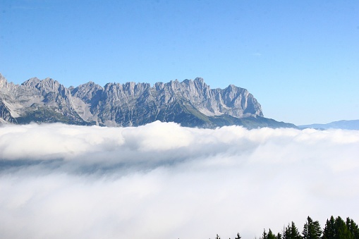 September 16, 2011, Ellmau: View over the clouds of the Wilder Kaiser in Tyrol