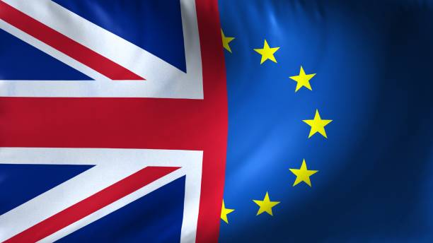 istock Concept of Brexit flag waving as a full background 1311684468