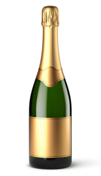 vektor realistische champagnerflasche - champagner stock-grafiken, -clipart, -cartoons und -symbole