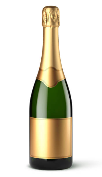 illustrazioni stock, clip art, cartoni animati e icone di tendenza di bottiglia di champagne realistica vettoriale - champagne