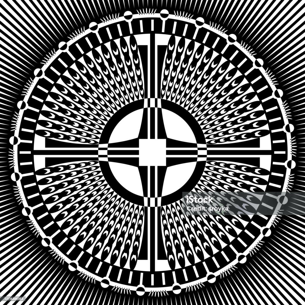 Cross Round Pattern Cross In Decorative Circle Pattern Stock Illustration - Download Image ...