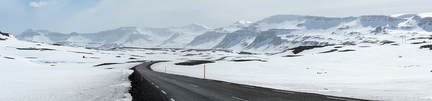 Panoramic view of road to Seydisfjordur, Iceland