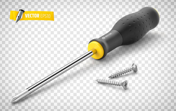 illustrations, cliparts, dessins animés et icônes de tournevis réaliste vectoriel - screwdriver isolated work tool clipping path