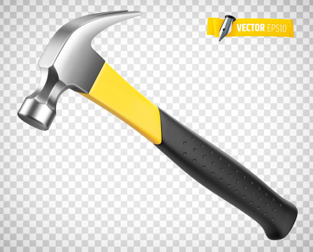 ilustraciones, imágenes clip art, dibujos animados e iconos de stock de martillo vector realista - hammer work tool isolated hand tool
