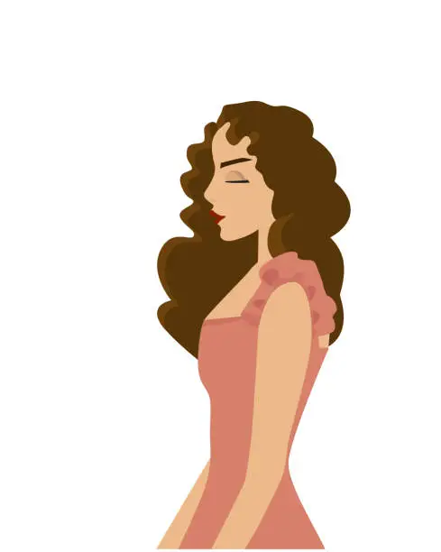 Vector illustration of woman curly hair