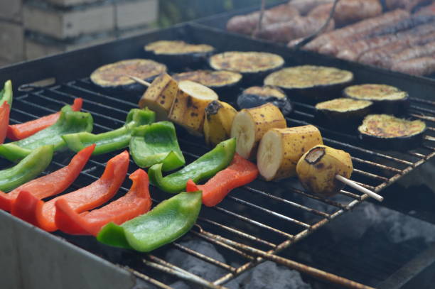 istock Grilled fruits and vegetables barbecue. 1311698304