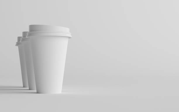 istock 16 oz. Single Wall Paper Large Coffee Cup Mockup with White Lid - Three Cups 1311712312