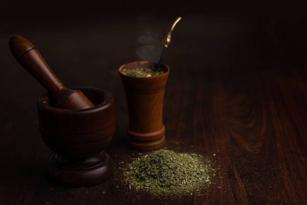 istock mate Argentino on wooden table with organic yerba 1311713485