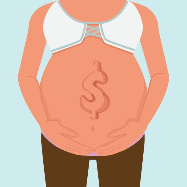 stockillustraties, clipart, cartoons en iconen met zwanger met geldpictogram - vectorillustratie - pregnant count