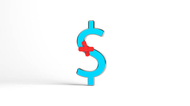 istock Finance concept Arrow dollar sign and red-colored adhesive plaster Isolated on white-colored background 1311725905