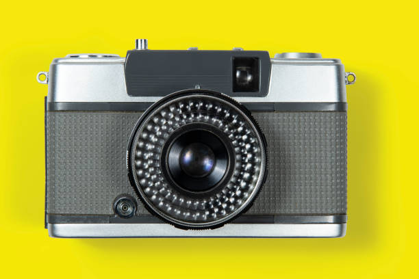 istock old film photography camera, front view.  . 1311727637