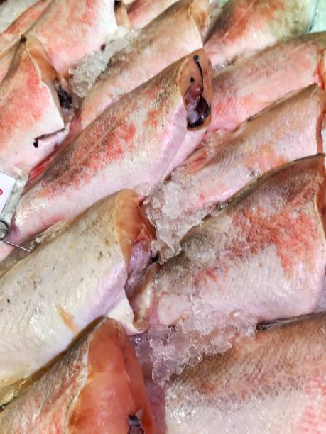 istock Fresh fish on the counter at a fish store. 1311728712