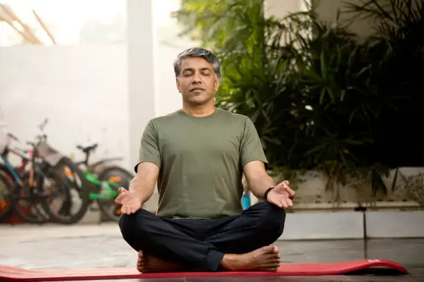 Photo of Man meditating in lotus position