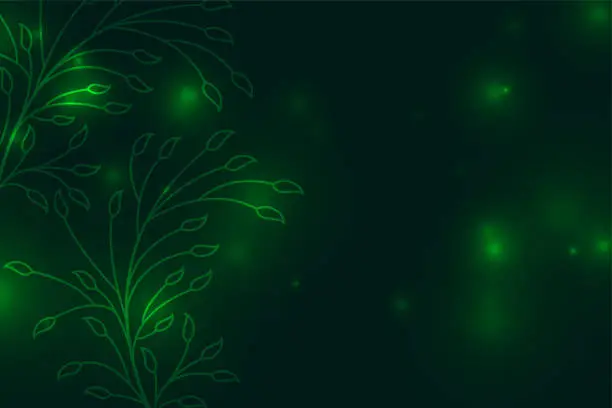 Vector illustration of green background with floral leaves decoration