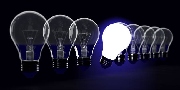 istock Ideas, Innovation and leadership. One light bulb in others. 1311745254