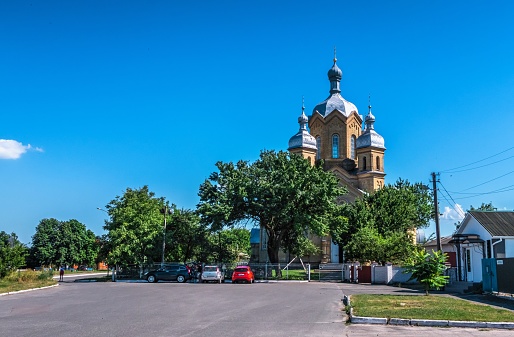 Cherkasy, Ukraine 07.11.2020. Orthodox church in Cherkasy region on a sunny summer day