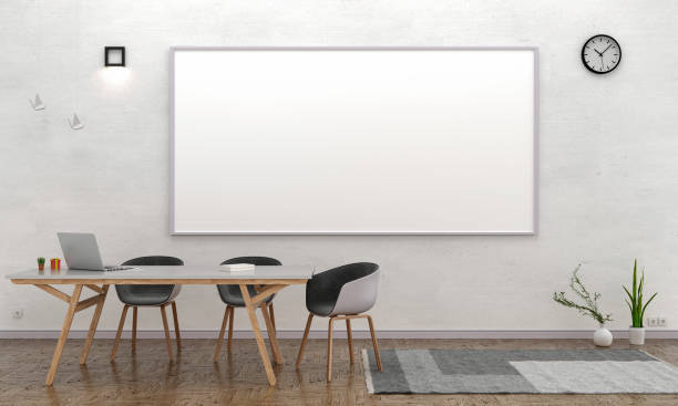 istock modern meeting room with mockup board, 3D rendering 1311749278