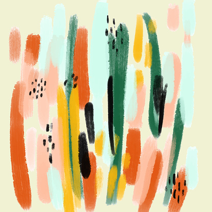 Abstract Trendy Hand Drawn Pattern with Color Brush Strokes. Brush strokes, Grunge, Sketch, Graffiti, Paint, Watercolor, Sketch.