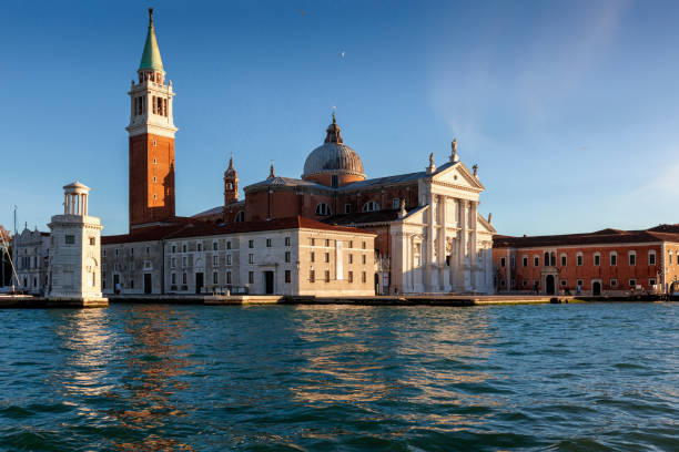 Venice San Giorgio Maggiore' Island with its Palladian cathedral on St Mark's basin at fall. san giorgio maggiore stock pictures, royalty-free photos & images