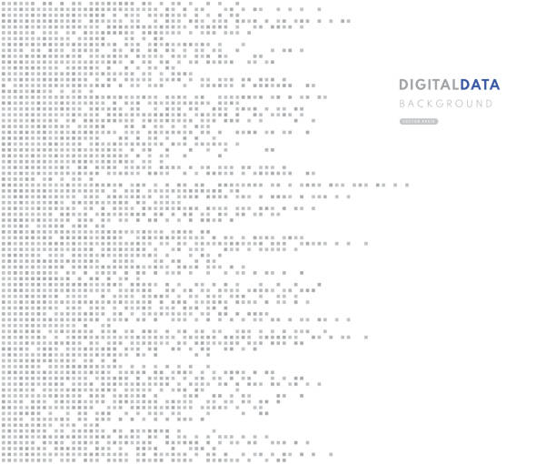 nowoczesny poziomy srebrny kolor piksela banner. abstrakcyjna technologia danych cyfrowych kwadratowy szary wzór na białym tle kolorów. minimalny płaski szablon. ilustracja wektorowa - block stack stacking cube stock illustrations