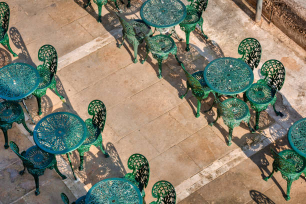 istock Empty outdoor chairs in Valletta city 1311758203