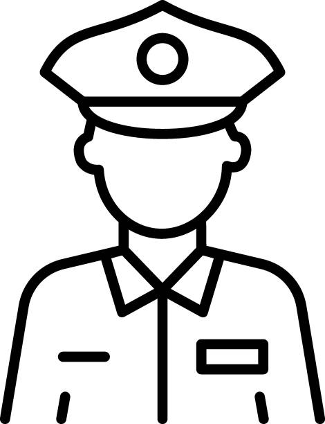 경찰관 아바타 벡터 아이콘 디자인, 법 집행 개념, 법 집행 및 흰색 배경에 법률 시스템 기호 - lawy stock illustrations