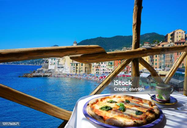 Pizza Place Terrace Overlooking To Sorrento Coast Italy Stock