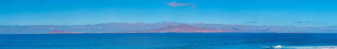 Lanzarote viewed from Isla de Lobos, Canary islands, Spain.