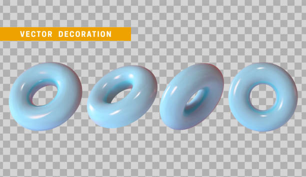 3d тор синего цвета. круглое кольцо tor изолировано с прозрачным фоном - donut shape stock illustrations