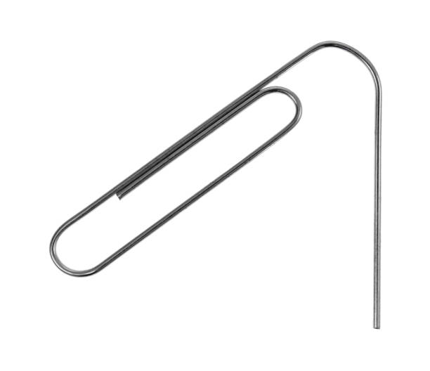 istock Bent paper clip on a white background 1311766499