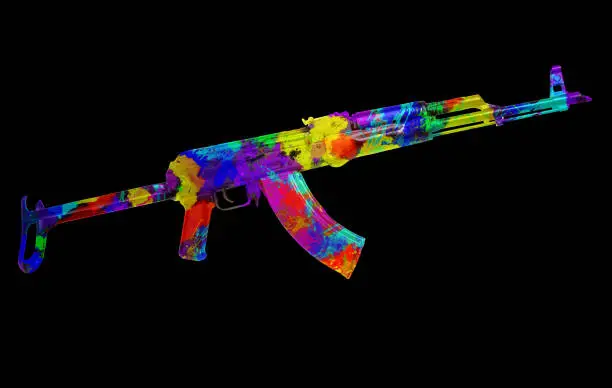 Photo of Russian assault rifle AK-47 on a black background