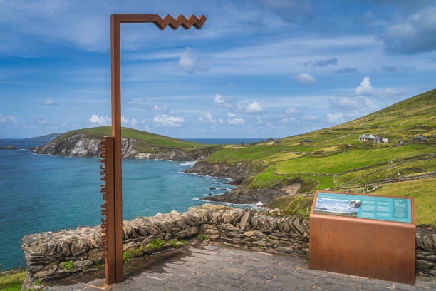 mirador de la isla de blasket con la pintoresca cabeza de dunmore en la península de dingle - republic of ireland famous place dingle peninsula slea head fotografías e imágenes de stock