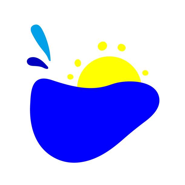 морская волна и солнце силуэт эскиз. логотип солнца и моря. всплеск, рябь, волна в природе. иллюстрация вектора серфинга и отдыха. океанская � - wavelet stock illustrations