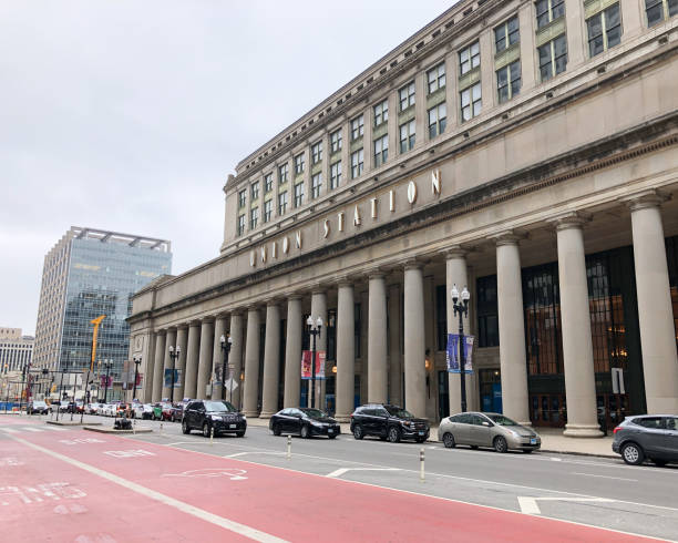 Exterior of Chicago's Union Station stock photo