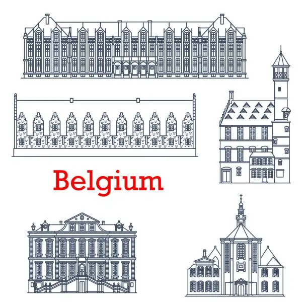 Vector illustration of Belgium travel landmark architecture, Liege palace