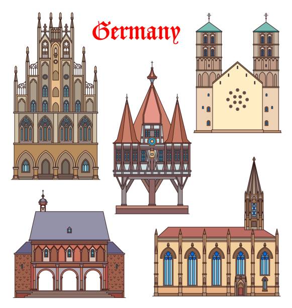 ドイツのランドマークの建物や大聖堂、旅行 - munster province illustrations点のイラスト素材／クリップアート素材／マンガ素材／アイコン素材