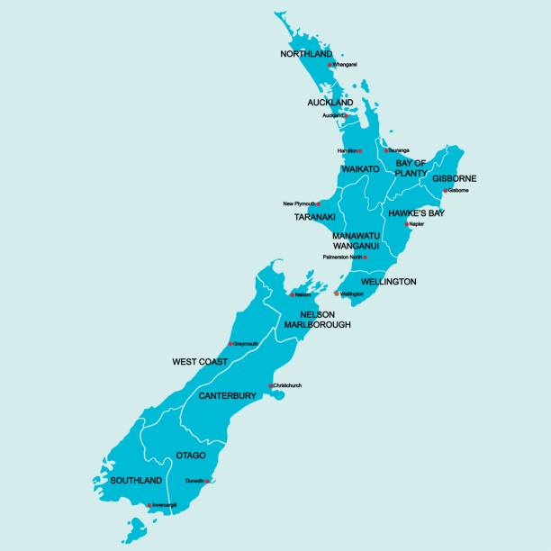 istock Doodle freehand drawing New Zealand political map with major cities. 1311796171