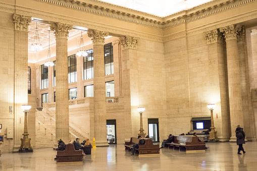 Chicago, Illinois, USA - February 25, 2020: The Great Hall at Chicago's Union Station