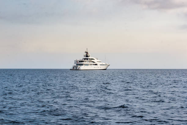 istock Private ocean-going yacht at sea at anchor. 1311798867