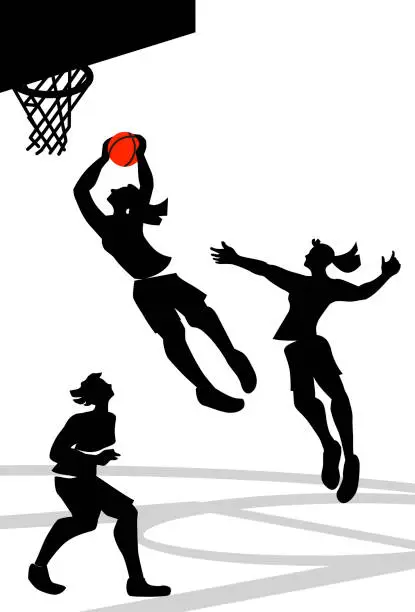 Vector illustration of women's basketball