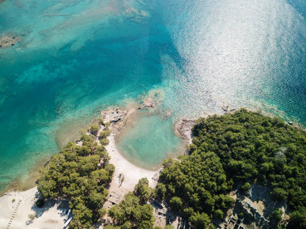 Phaselish, Kemer, Antalya Province with by Drone Phaselish, Kemer, Antalya Province with by Drone kekova stock pictures, royalty-free photos & images