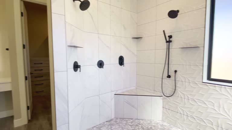 Elegant Master Bathroom Walk-in Shower In A Newly Constructed, Single Family Home