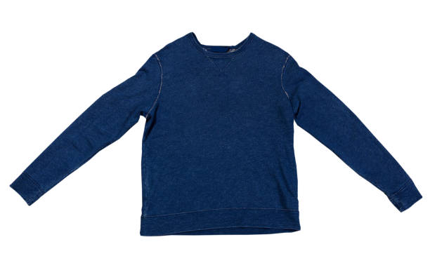 istock Navy blue sweatshirt isolated on white, denim pullover mock up. Sweatshirts blue in studio photo isolated over white 1311811963