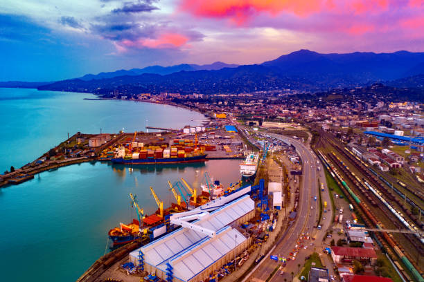 istock Port against the backdrop of a beautiful sunset 1311814923