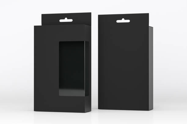 istock package blank black box euro slot hanger for Pegboard- mockup back and front view 3d render 1311819256