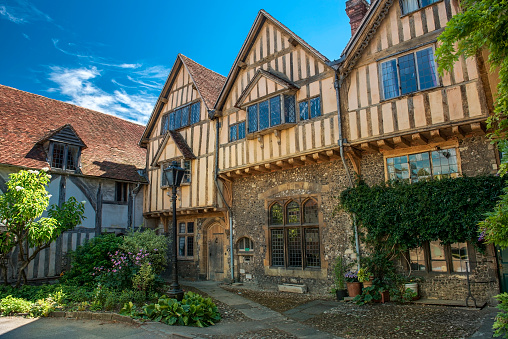 Stratford-Upon-Avon, UK. Sunday 29 October 2023. The exterior of 16th century Tudor style property, Shakespeare's House, on Henley Street in Stratford-Upon-Avon in Warwickshire.