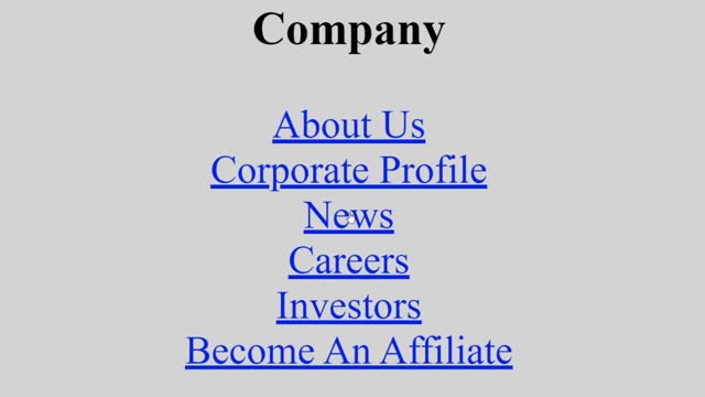 Mouse Cursor Slides Over And Clicks Corporate Profile on Company Web Page. Device Screen View of Cursor Clicking Business Description Online. Corporation Viewpoint Over The Internet Network Website.
